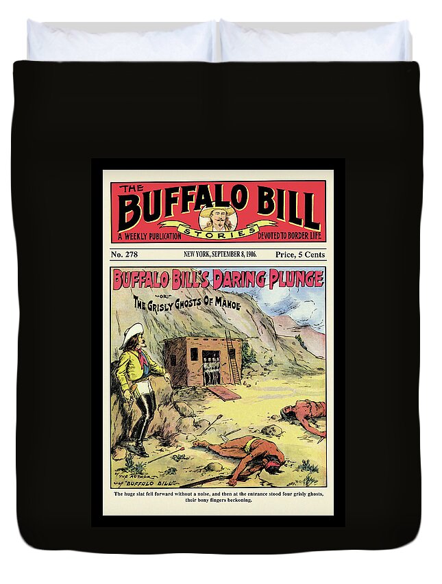West Duvet Cover featuring the painting The Buffalo Bill Stories: Buffalo Bill's Daring Plunge by Unknown