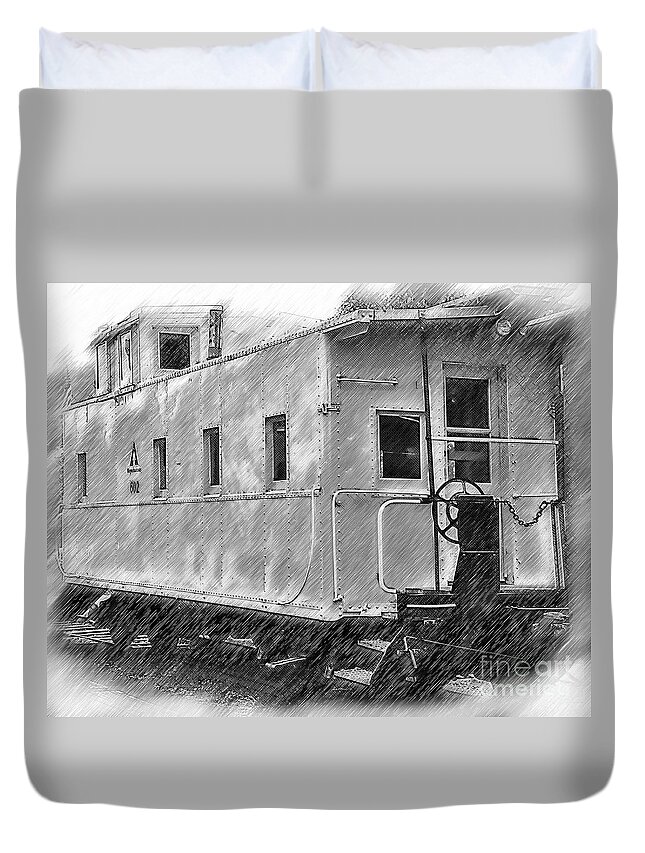 Issaquah Duvet Cover featuring the digital art The Caboose by Kirt Tisdale
