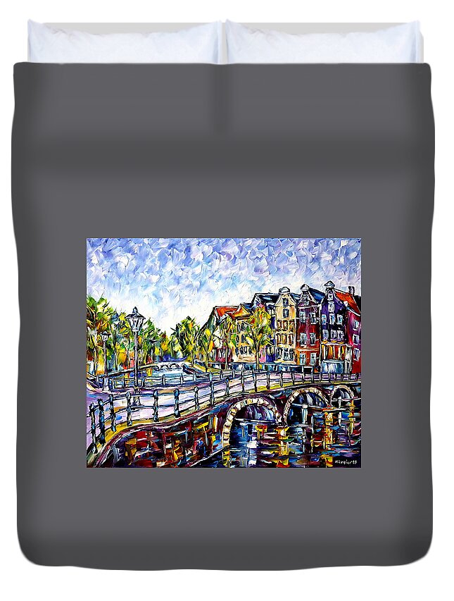 Beautiful Amsterdam Duvet Cover featuring the painting The Canals Of Amsterdam by Mirek Kuzniar