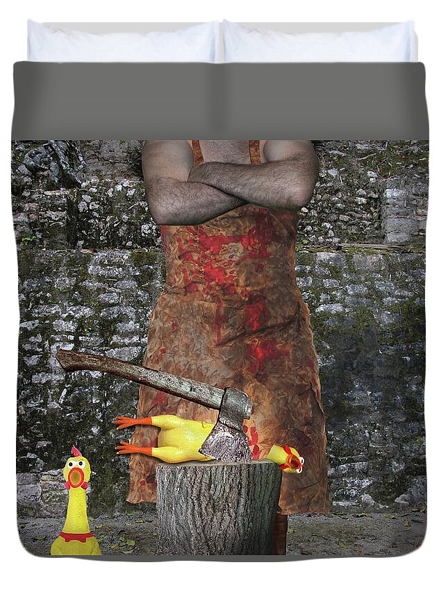 Executioner Duvet Cover featuring the photograph The Case of a Nearsighted Butcher by Aleksander Rotner