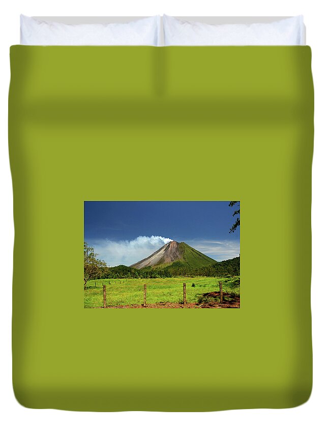 Scenics Duvet Cover featuring the photograph The Classic Cone Shape of Arenal Volcano in Costa Rica by Tito Slack