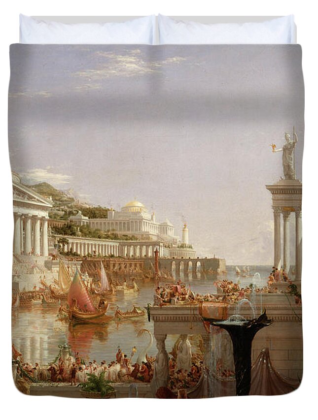 Thomas Cole Duvet Cover featuring the painting The Course of Empire Consummation by Thomas Cole