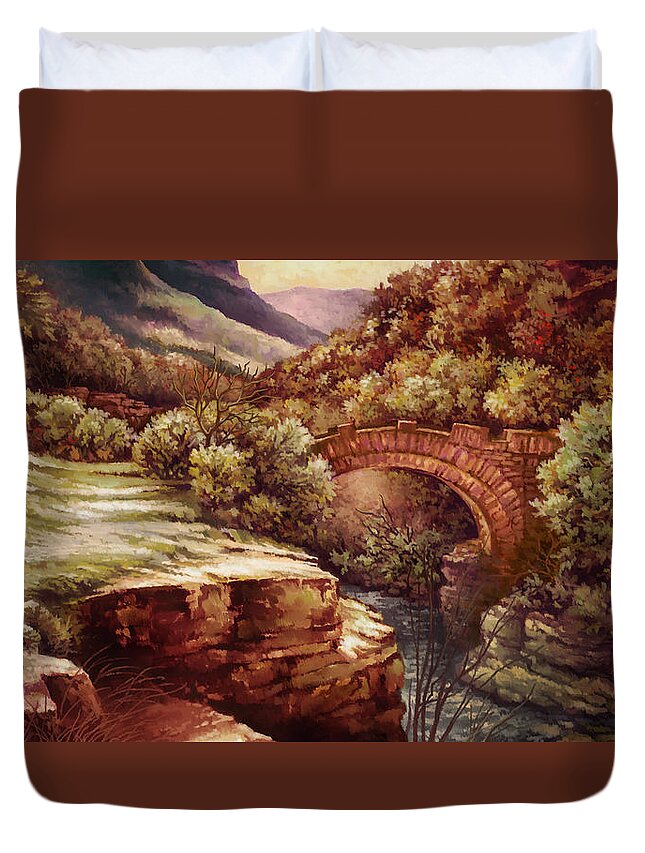 Nature Duvet Cover featuring the painting The Crossing by Hans Neuhart