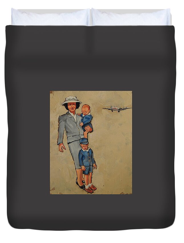 1950's Duvet Cover featuring the painting The Days When Father Knew Best by Jean Cormier
