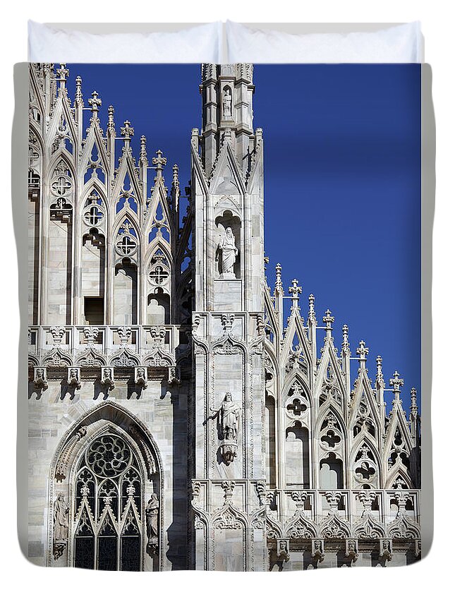 Gothic Style Duvet Cover featuring the photograph The Duomo Cathedral, Milan by Massimo Pizzotti