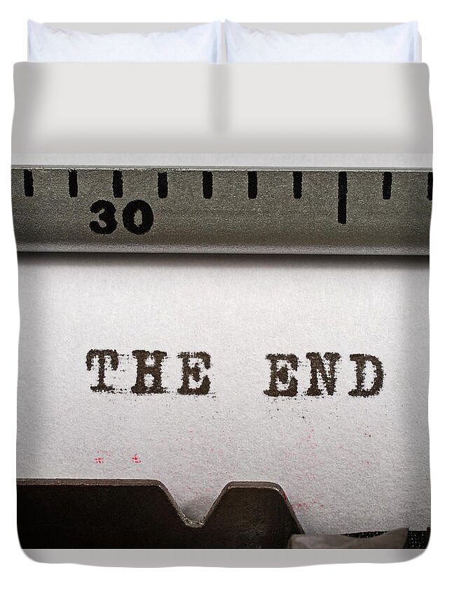 The End Duvet Cover featuring the photograph The End, Typed On An Old Manual by David Gould