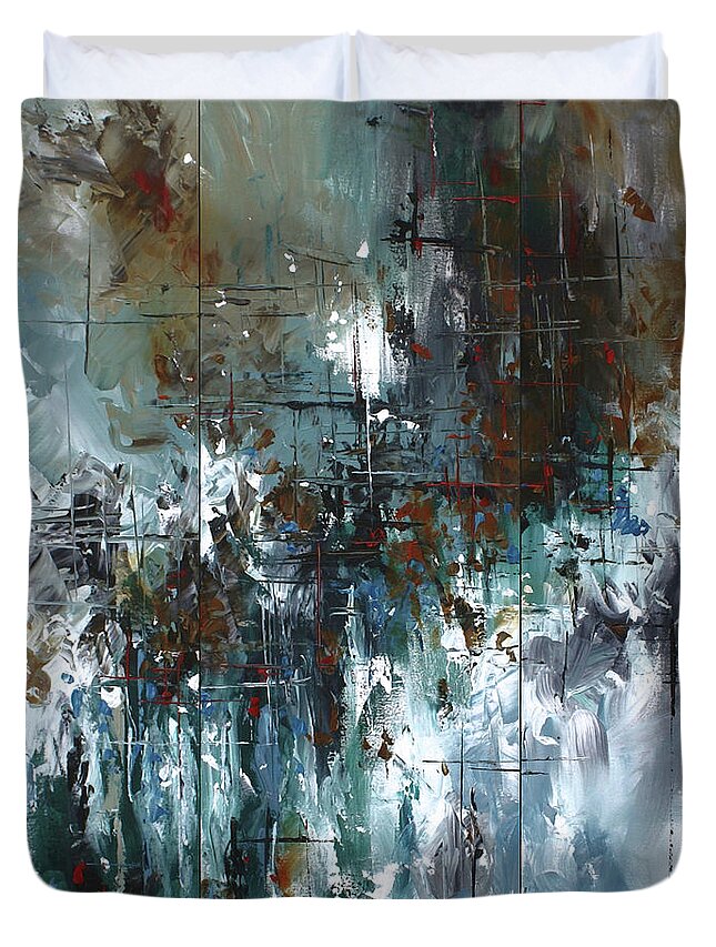 Abstract Duvet Cover featuring the painting The Eternal Gate by Michael Lang