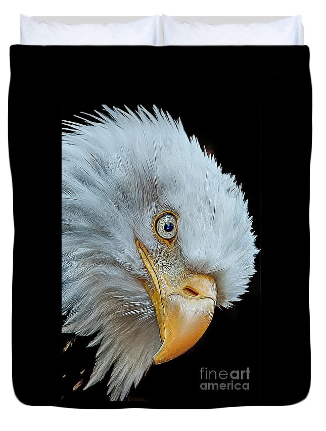 Bald Eagle Duvet Cover featuring the photograph The Eye of The Eagle by Brian Tarr