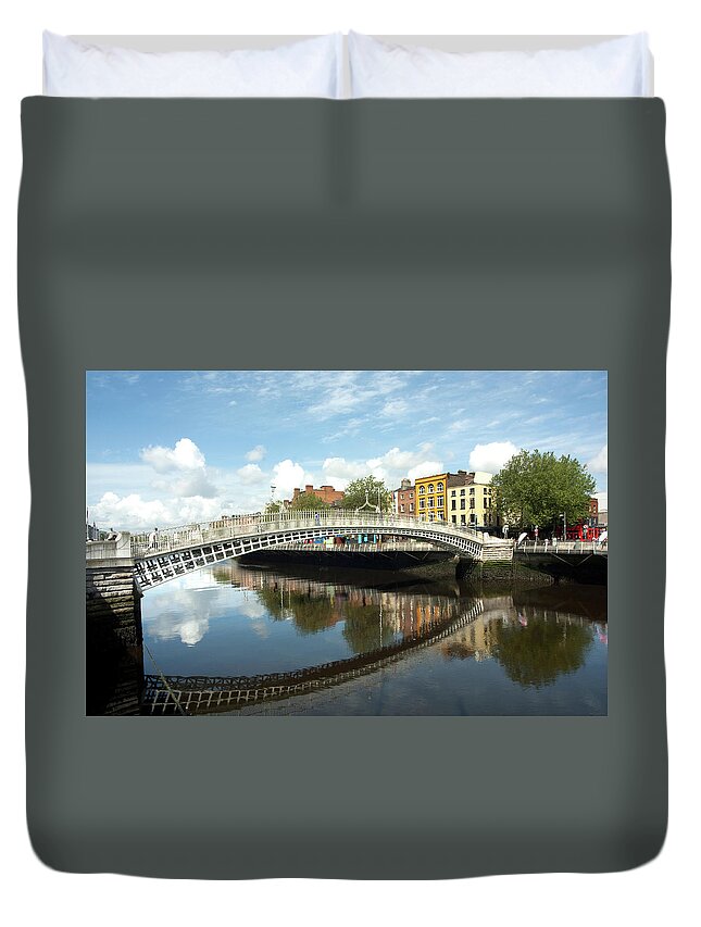 Dublin Duvet Cover featuring the photograph The Famous Hapenny Bridge In Dublin by Stevenallan