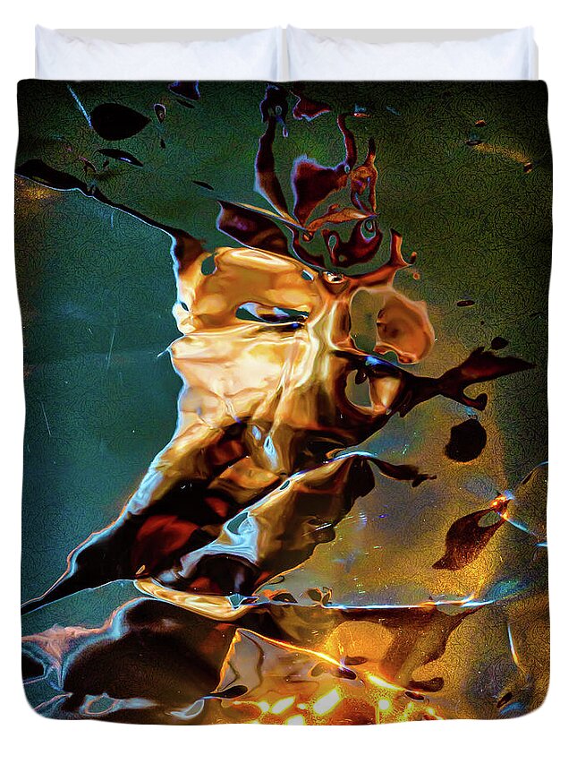 Abstract Duvet Cover featuring the digital art The Firestarter by Liquid Eye