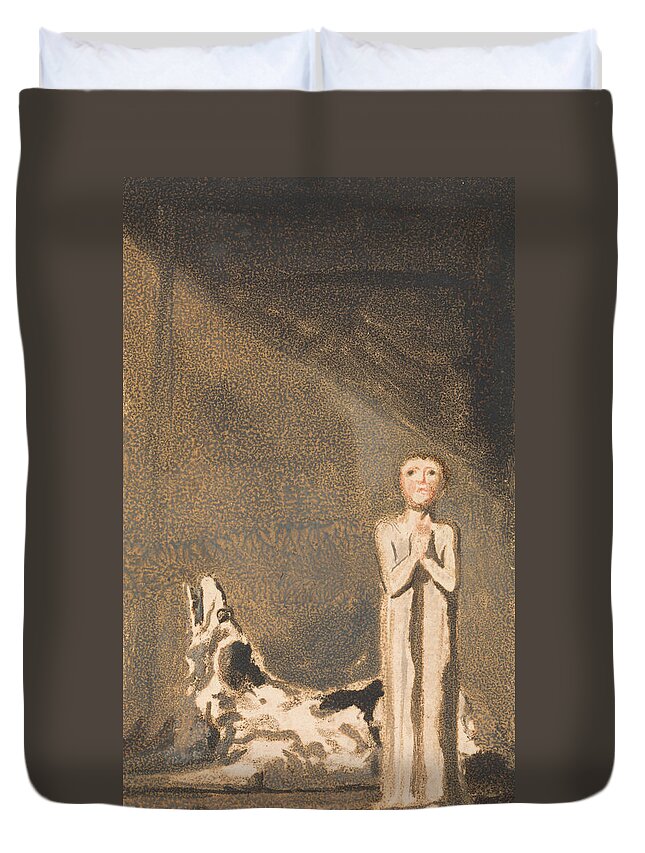 English Art Duvet Cover featuring the drawing The First Book of Urizen, Plate 24 by William Blake
