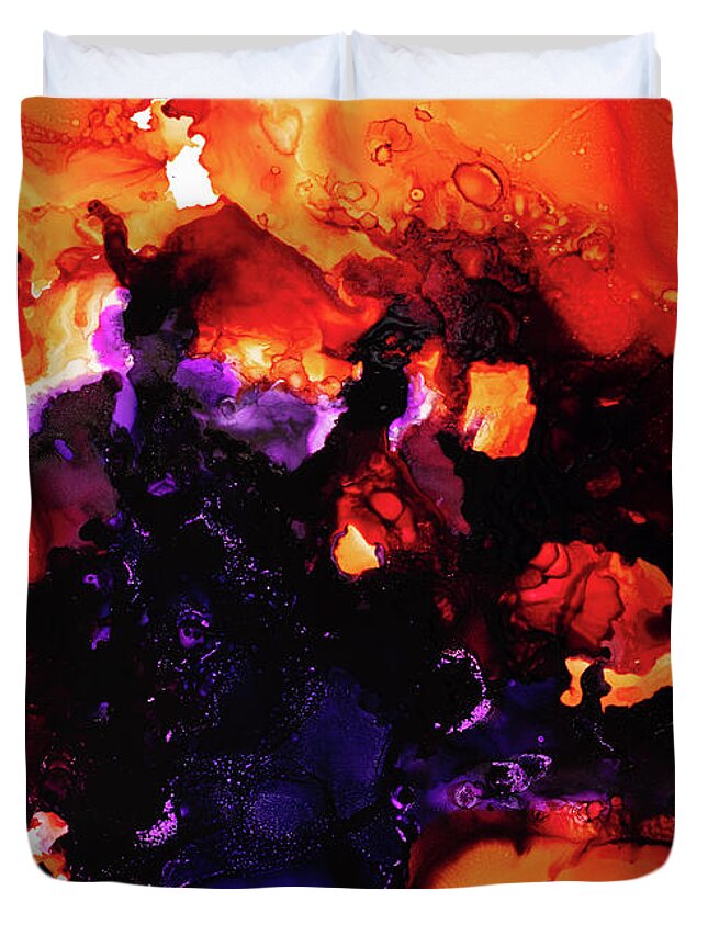 Fluid Duvet Cover featuring the painting The Flame of Time by Jennifer Walsh