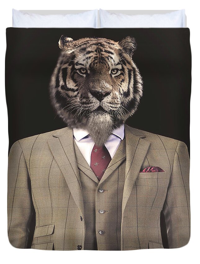 Tiger Duvet Cover featuring the photograph The Gent by Paul Neville