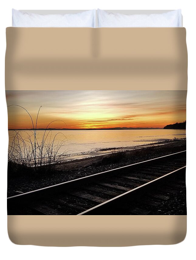 Railway Duvet Cover featuring the photograph The Good Side of the Tracks by Monte Arnold