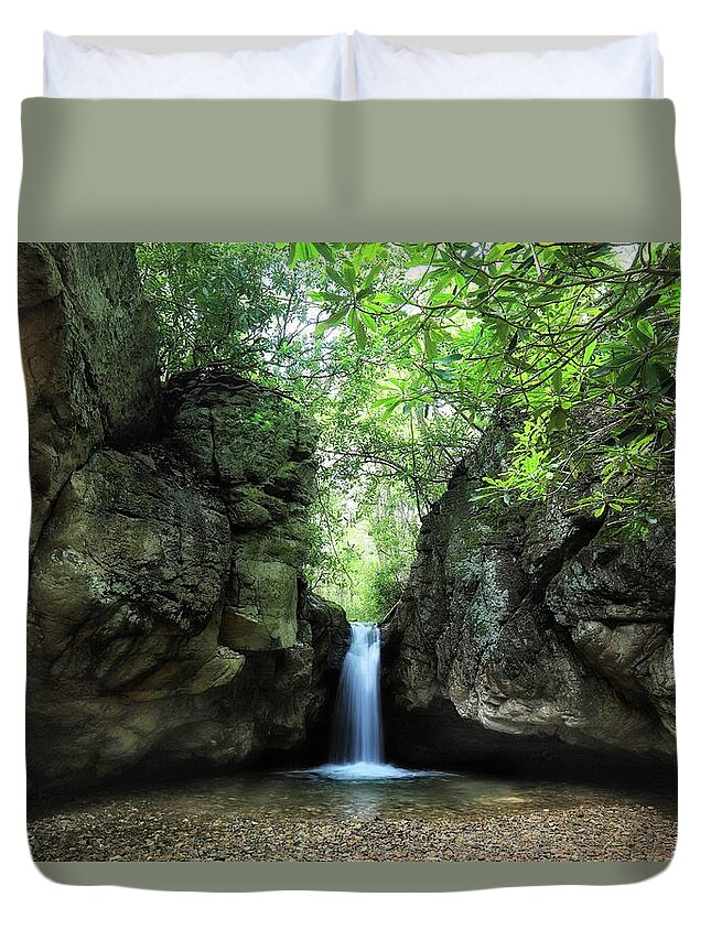 Blue Hole Duvet Cover featuring the photograph The Grotto At The Blue Hole by Chris Berrier