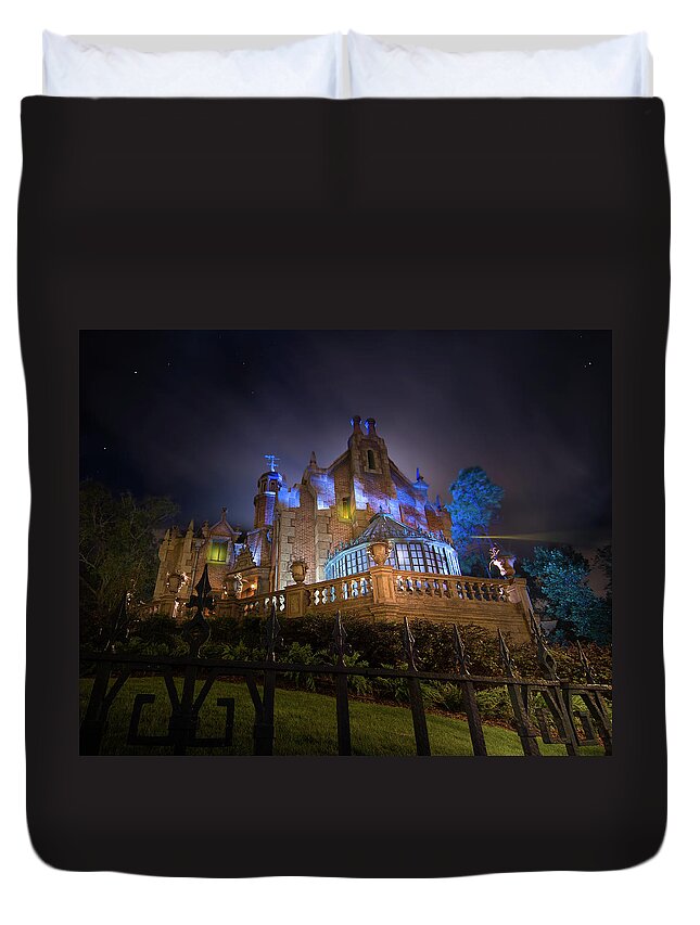 Disney Haunted Mansion Duvet Cover featuring the photograph The Haunted Mansion at Walt Disney World by Mark Andrew Thomas