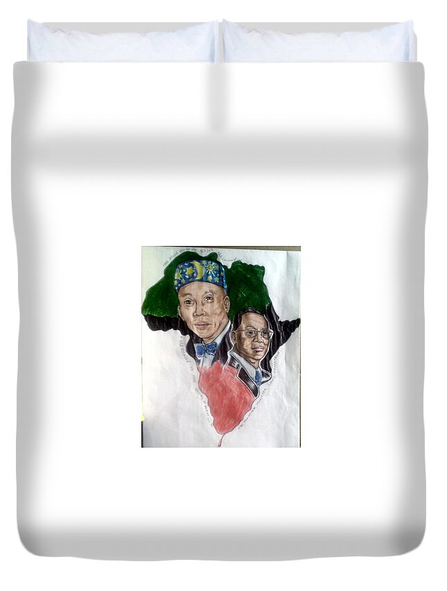 Blak Art Duvet Cover featuring the drawing The Honorable Elijah Muhammad and the Minister Louis Farrakhan by Joedee
