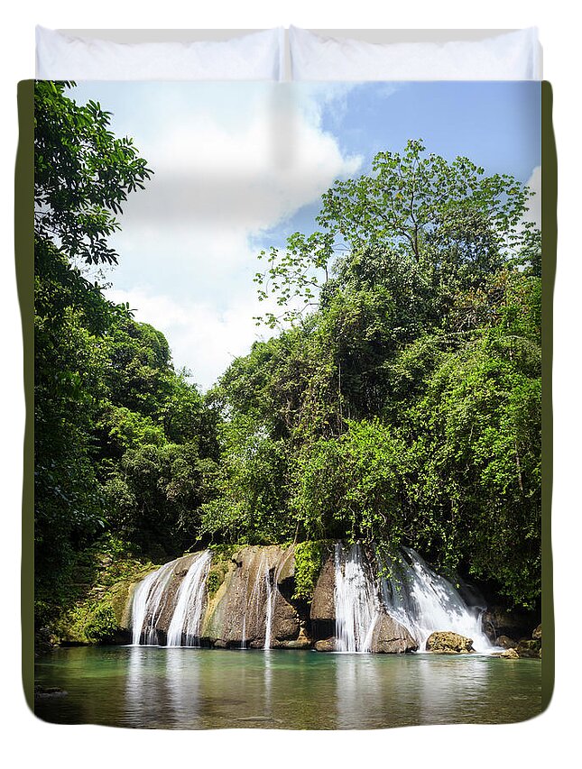 Tranquility Duvet Cover featuring the photograph The Idyllic Reach Falls by Douglas Pearson