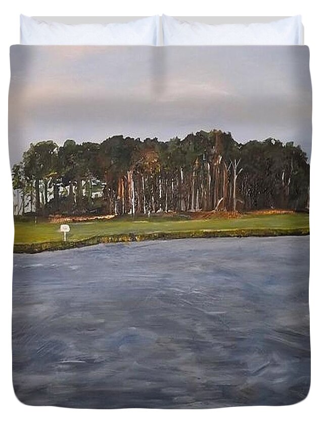 Acrylic Duvet Cover featuring the painting The Island by Denise Morgan