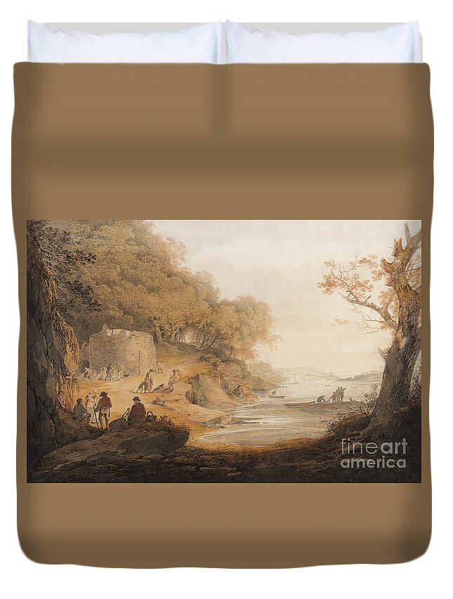 Boat Duvet Cover featuring the painting The Lime Kiln At Crabtree Opposite To Saltram, Devon by William Payne