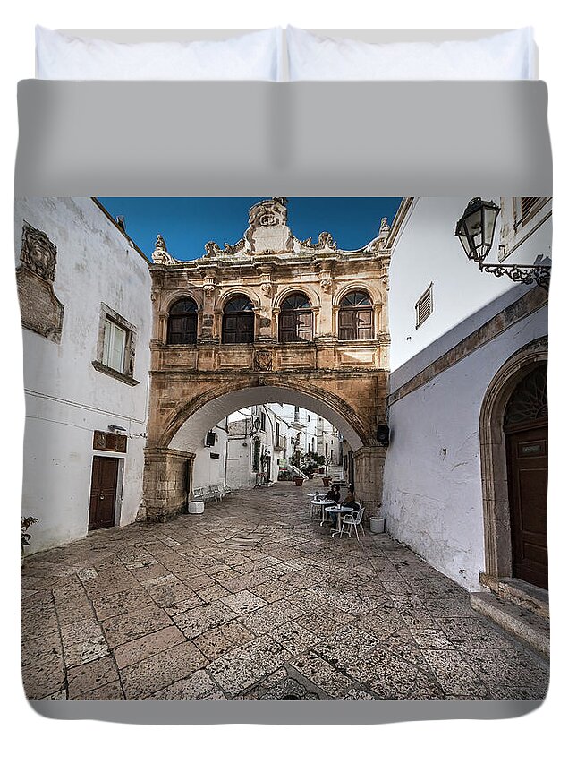 Ostuni Duvet Cover featuring the photograph The Loggia at Ostuni by Claudio Maioli