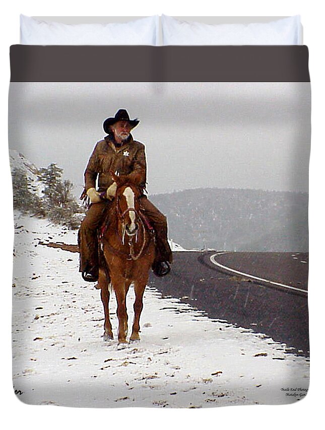 Hashknife Pony Express Duvet Cover featuring the photograph The Lone Ranger by Matalyn Gardner