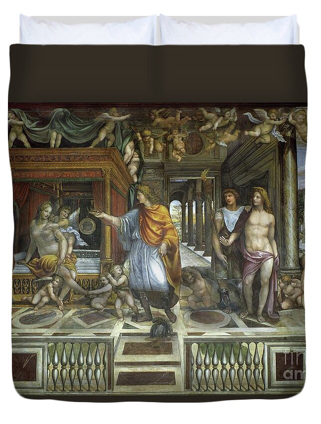 Alexander The Great (356 - 323 B.c.) Duvet Cover featuring the painting The Marriage Of Alexander And Roxana, C.1517 by Giovanni Antonio Bazzi Sodoma