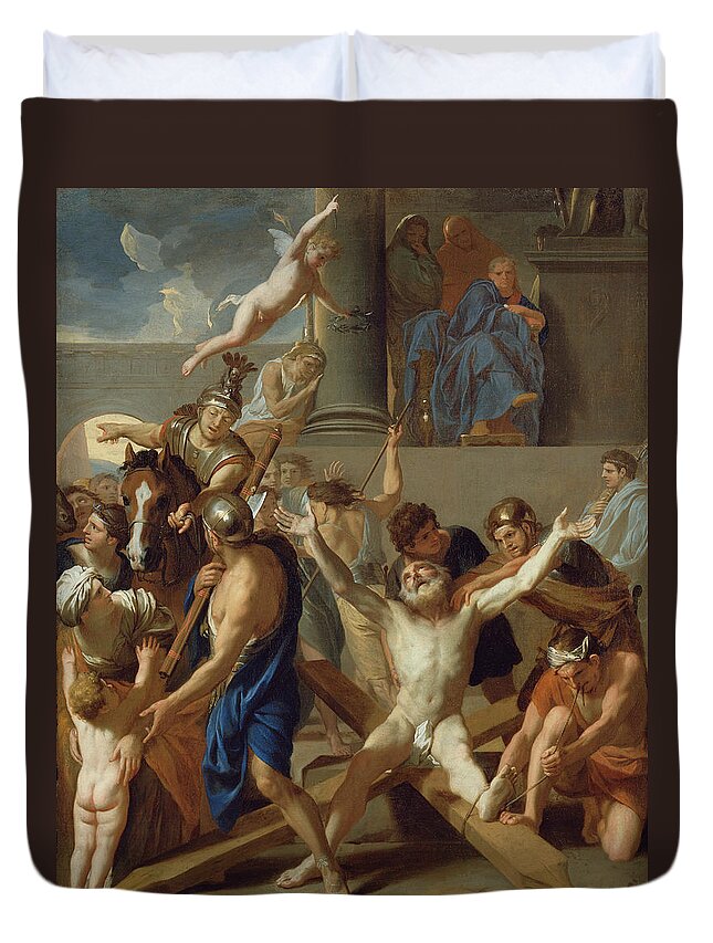 17th Century Art Duvet Cover featuring the painting The Martyrdom of St. Andrew by Charles Le Brun