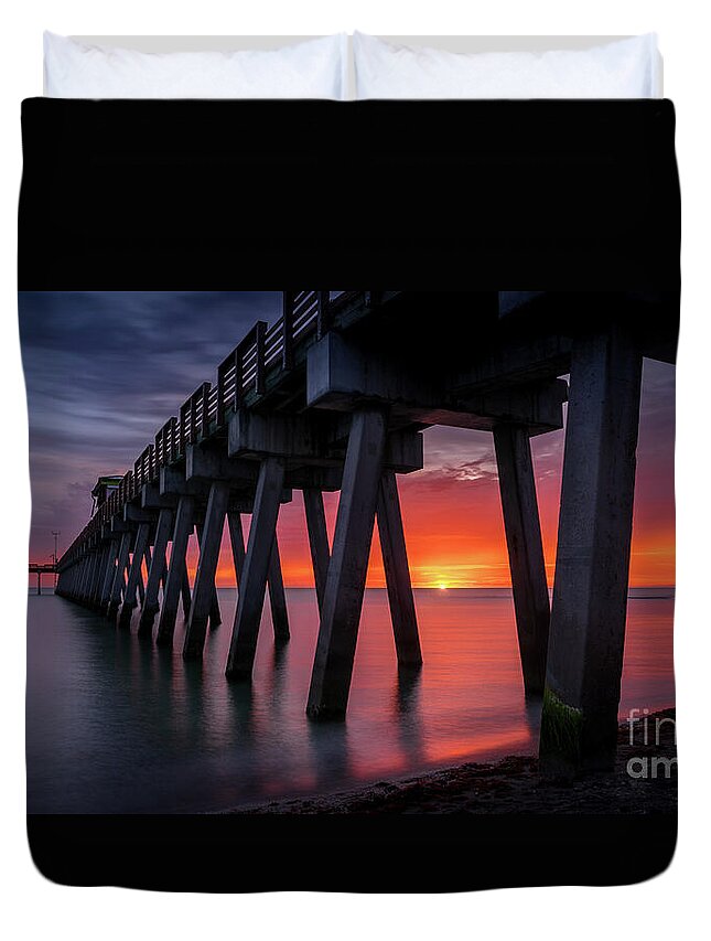 Brohard Park Duvet Cover featuring the photograph The Most Amazing Sunset at the Pier in Venice, Florida by Liesl Walsh