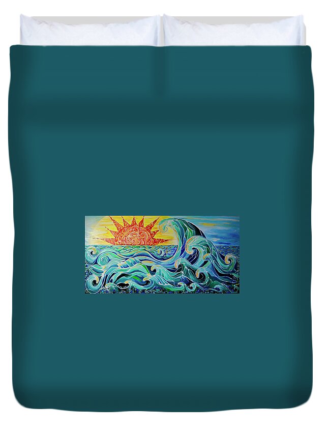 Waves Duvet Cover featuring the painting The Mother Wave by Patricia Arroyo