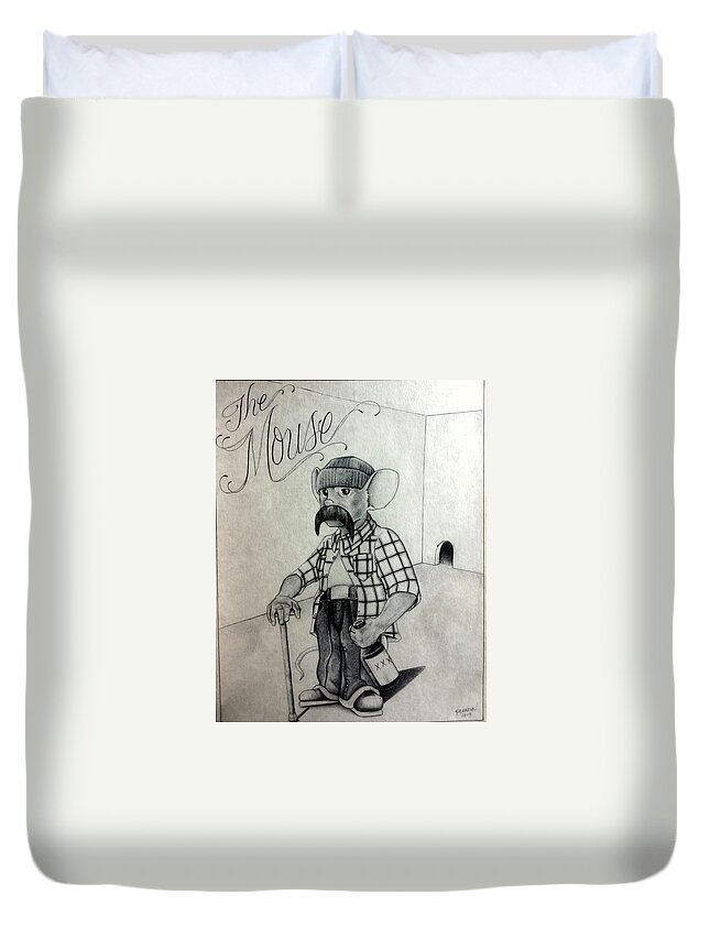 Mexican American Art Duvet Cover featuring the drawing The Mouse by Joseph Lil Man Valencia
