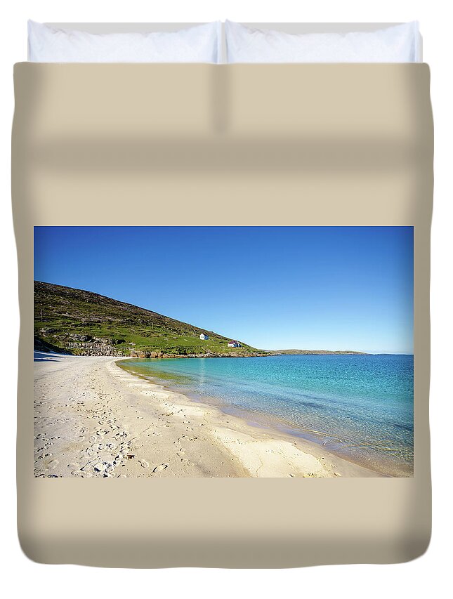 Vatersay Duvet Cover featuring the mixed media The Old School House by Smart Aviation