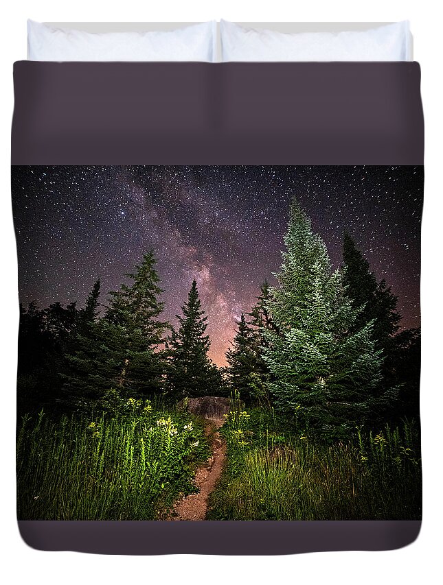 Albany Duvet Cover featuring the photograph The path to the Milky Way in Albany New Hampshire by Toby McGuire