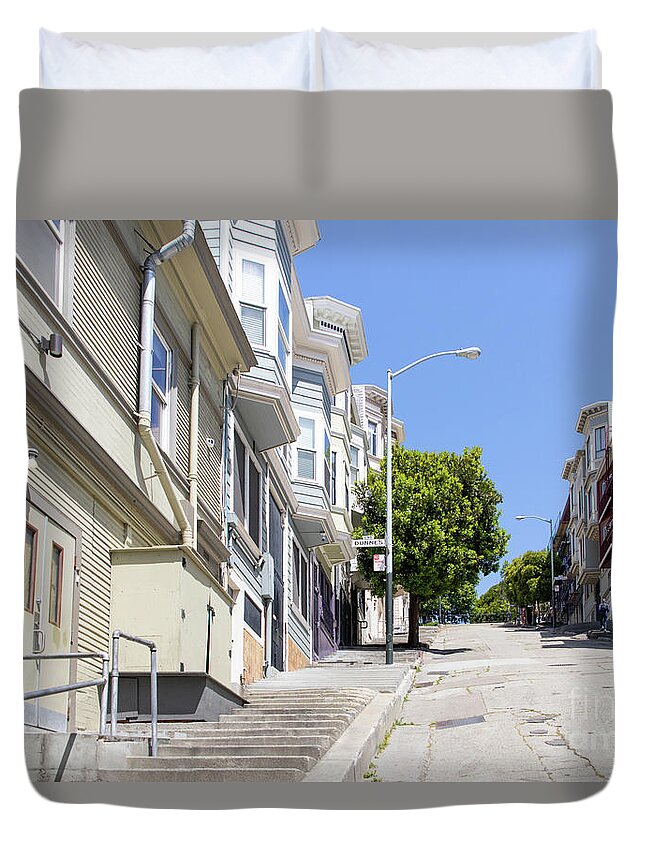Wingsdomain Duvet Cover featuring the photograph The Peter Macchiarini Kearny Street Steps San Francisco R477 by Wingsdomain Art and Photography