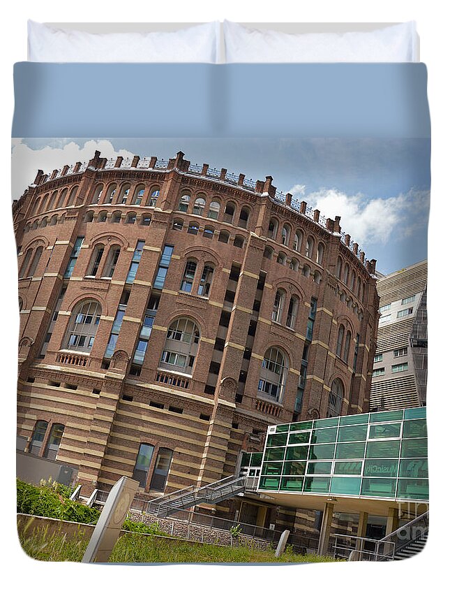  Stairs Duvet Cover featuring the photograph The Reconstructed Gasometer in Vienna by Yavor Mihaylov