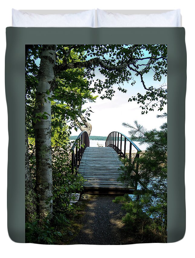 Footbridge Duvet Cover featuring the photograph The Rock River Foot Bridge by Tom Kelly