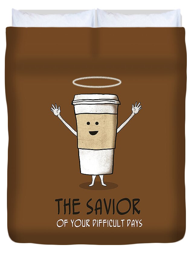 Coffee Duvet Cover featuring the digital art The Savior by Neelanjana Bandyopadhyay
