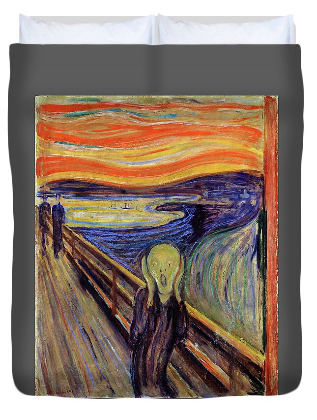 Edvard Munch Duvet Cover featuring the painting The Scream 1893 - Digital Remastered Edition2 by Edvard Munch