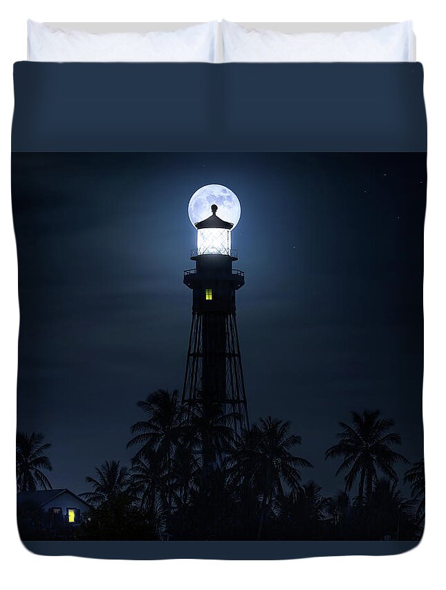 Lighthouse Duvet Cover featuring the photograph The Secret of Lighthouse Island by Mark Andrew Thomas