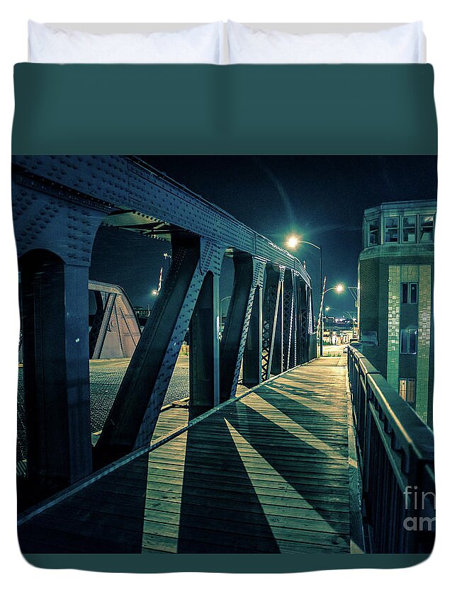 Bridge Duvet Cover featuring the photograph The Shiny Tower by Bruno Passigatti
