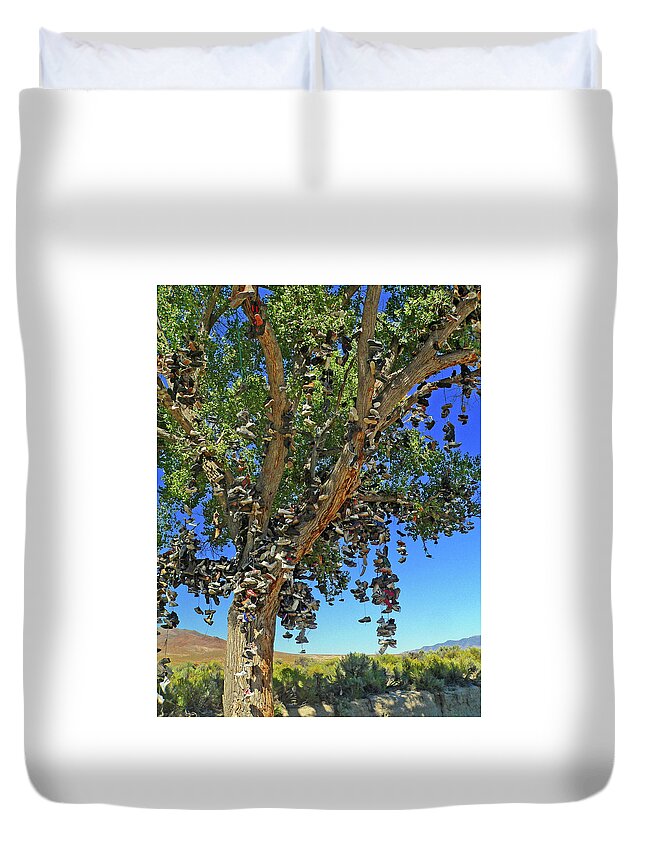 Trees Duvet Cover featuring the photograph The Shoe Tree by David Bailey