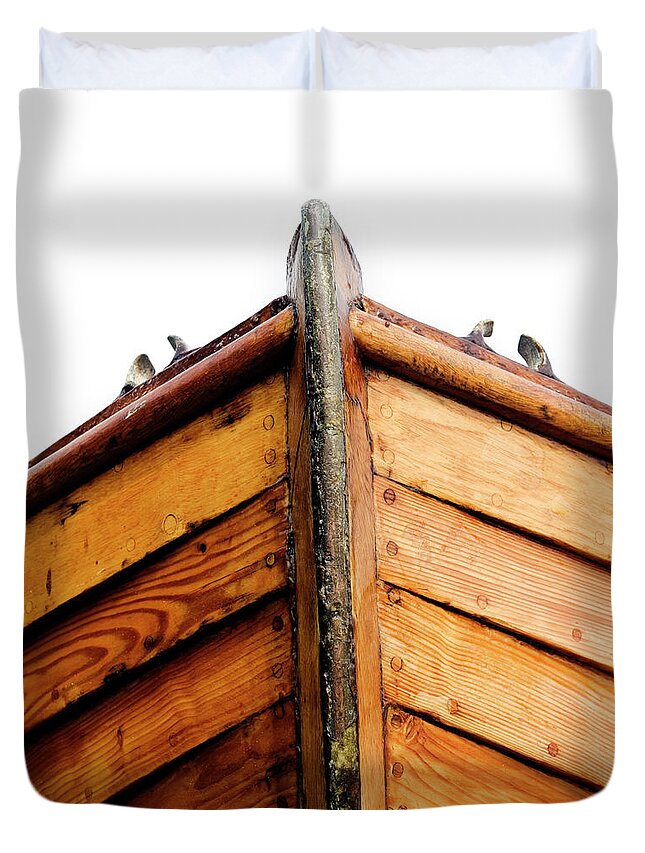 Bohuslan Duvet Cover featuring the photograph The Stem Of An Old Boat, Sweden by magnusson, Roine