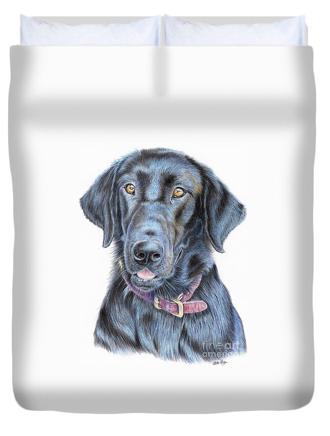 Dog Duvet Cover featuring the drawing Thedford by Mike Ivey