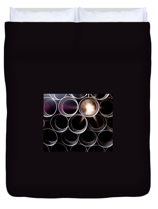 In A Row Duvet Cover featuring the photograph There Is A Light by Darren Elliott