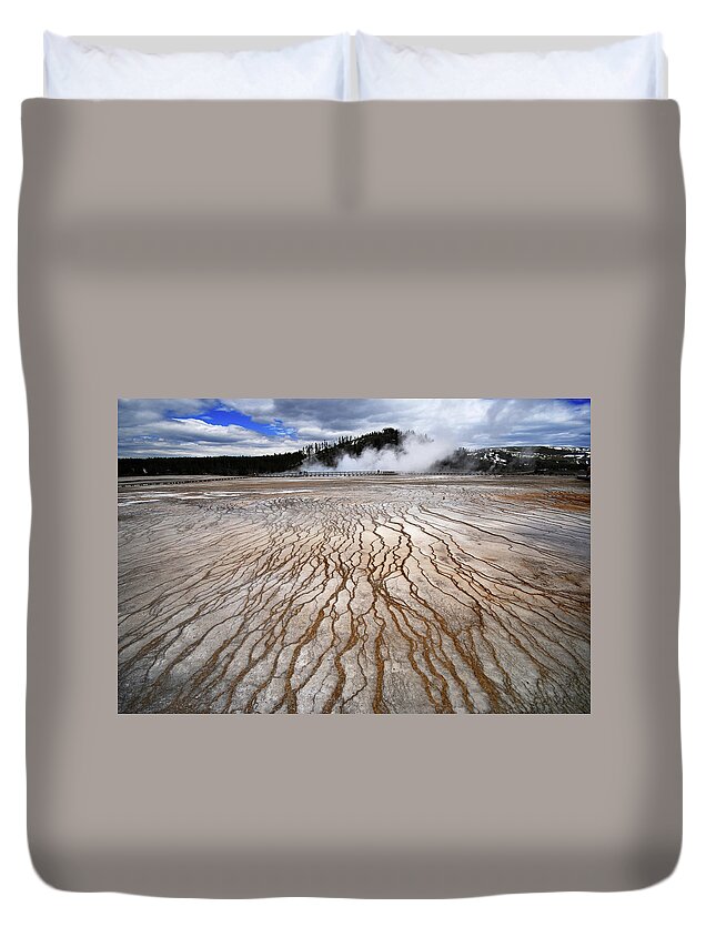 Tranquility Duvet Cover featuring the photograph Thermal Hot Spring by Piriya Photography