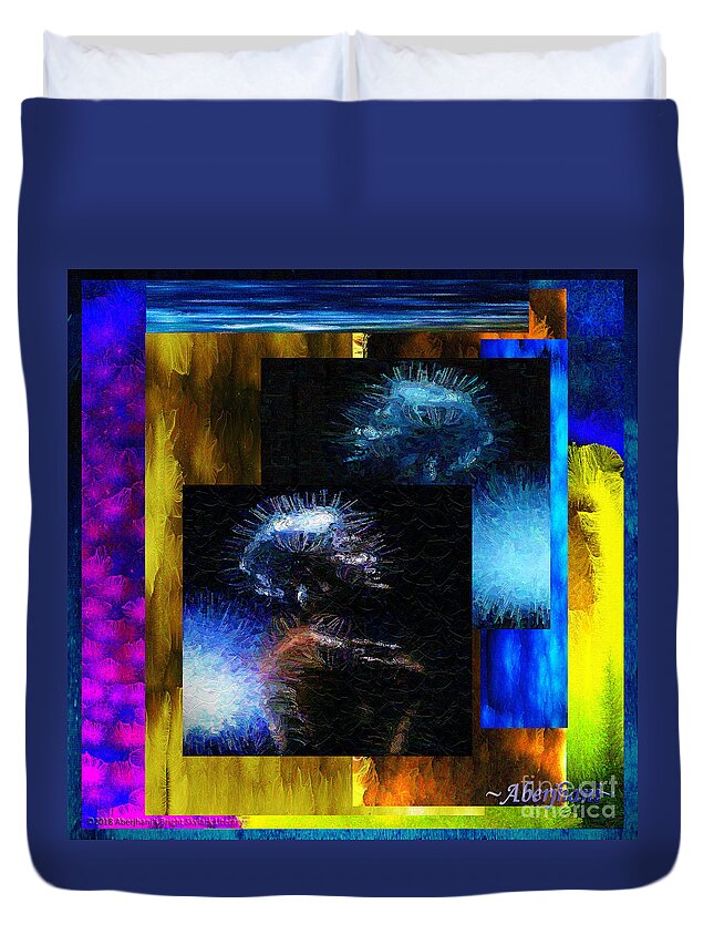 Music Celebrity Duvet Cover featuring the mixed media These Colors I Hear When Nancy Wilson Sings Turned to Blue by Aberjhani