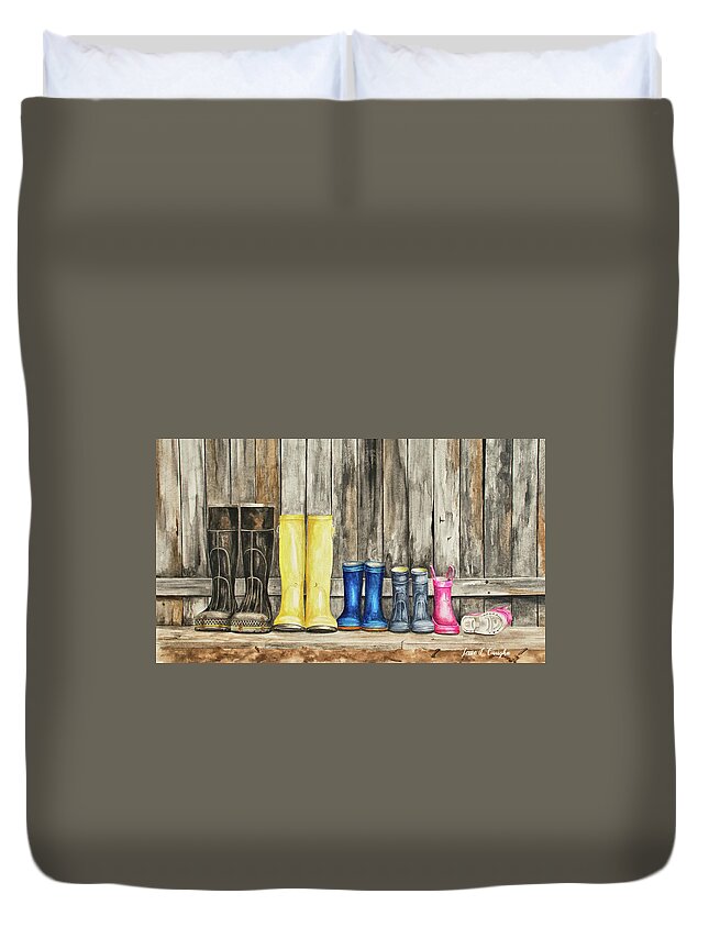 Family Duvet Cover featuring the painting This Is How We Do Country #1 by Jessie Vaughn
