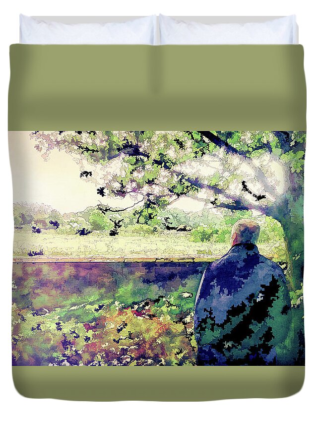 Linda Brody Duvet Cover featuring the digital art Thoughts of a Past Life by Linda Brody
