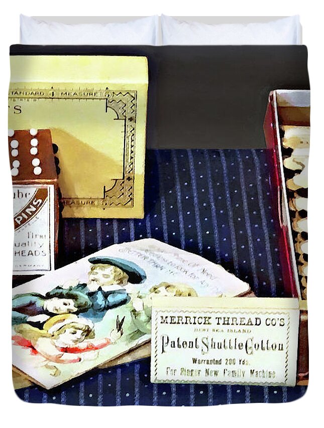 Sewing Duvet Cover featuring the photograph Thread, Needles and Pins by Susan Savad