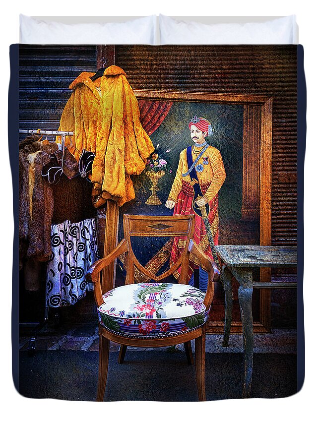 Flea Market Duvet Cover featuring the photograph Throne Chair of the Puce du Saint Ouen Waiting for its Queen by Craig J Satterlee